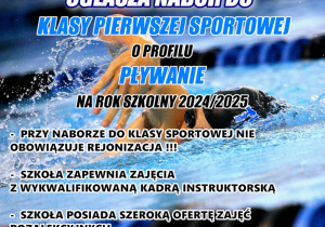 Rekrutacja do klasy sportowej o profilu pływanie